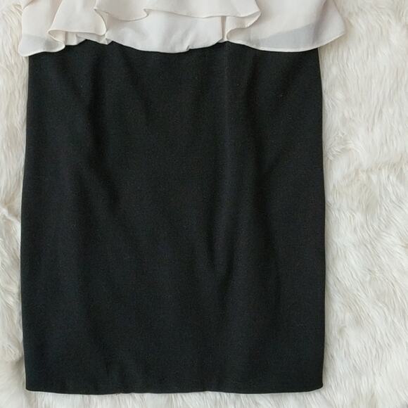 BCBG MAXAZIRA Layered Dress Shift Black White Cream Sheath Pencil Womens Size 6 - Picture 3 of 8